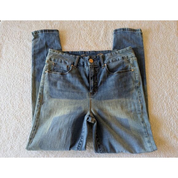 Seven7 Tummyless High Rise Skinny distressed denim jeans  Sz 12 - Picture 4 of 10